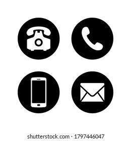 vector conjunto de iconos de contacto. Teléfono, Teléfono, Teléfono móvil, Smartphone símbolo de colección de ilustraciones planas para diseño, diseño Web, Infografías, UI, Negocios y más.