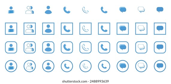 Contact Icon set vector, recommend on social media marketing, ad, blog , ui, ux, app. mobile app