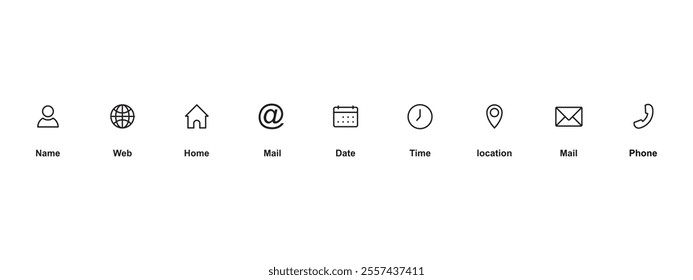 contact icon set, contact vectors, editable lines