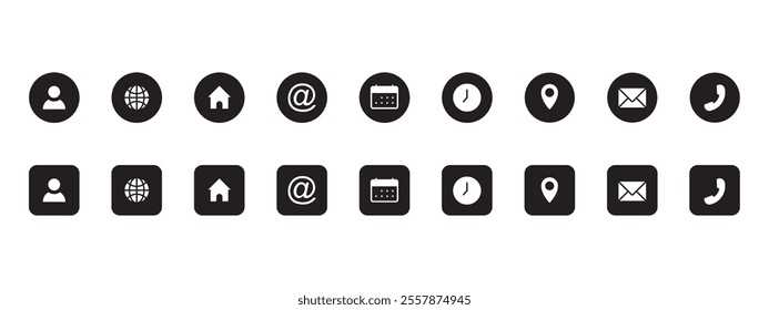contact icon set, contact vectors, editable lines