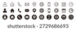 Contact icon set for website and business - Telephone, mail, address, web, user, home, location, calender, time icons
