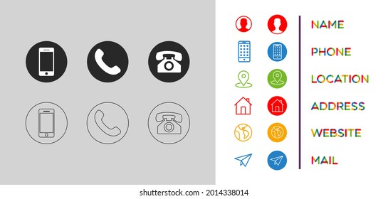 Contact icon set. Website set icon. Symbol for web site. Vector EPS 10. Isolated on transparent background
