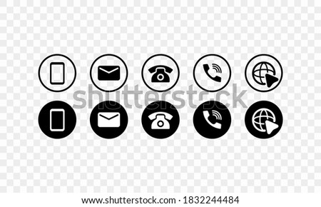 Contact icon set. Website set icon. Symbol for web site. Vector EPS 10. Isolated on transparent background