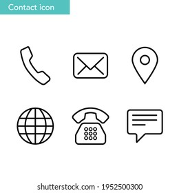 Contact Icon Set.Contact Us Icon.Editable Stroke.