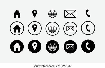 conjuntos de ícones de contato e design vetorial