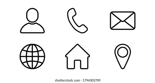 contact icon set-vector illustration in solid black color and line work for applications and other web applications