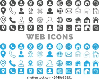 contact icon set-vector illustration in solid black color and line work for applications and other web applications.