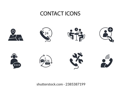 icono de contacto set.vector.Curso editable.Signo de estilo lineal para usar diseño web,logotipo.ilustración de símbolo.