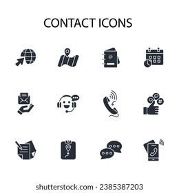 contact icon set.vector.Editable stroke.linear style sign for use web design,logo.Symbol illustration.