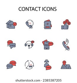 contact icon set.vector.Editable stroke.linear style sign for use web design,logo.Symbol illustration.