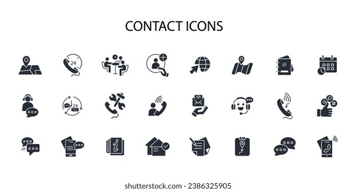 contact icon set.vector.Editable stroke.linear style sign for use web design,logo.Symbol illustration.