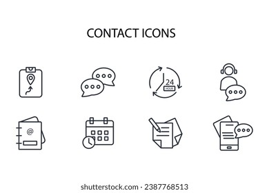icono de contacto set.vector.Curso editable.Signo de estilo lineal para usar diseño web,logotipo.ilustración de símbolo.