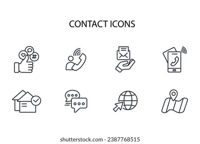 contact icon set.vector.Editable stroke.linear style sign for use web design,logo.Symbol illustration.