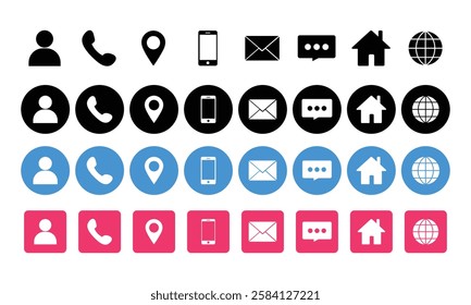 Contact Icon Sheet, Profile, Call, Location, Phone, Email, Message, Address, Home Address, Website, Web Icon Sheet, Contact Icon Collection