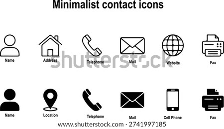 A contact icon is a simple visual symbol used to represent communication or ways to get in touch. It is commonly designed using familiar elements such as a phone handset, an envelope, a speech bubble, or a person silhouette. The design is usually minimalistic, clear, and easy to recognize at different sizes.

Contact icons are often displayed on websites, mobile applications, and digital platforms to guide users to contact information such as phone numbers, email addresses, social media accounts, or messaging services. They are typically styled with clean lines, balanced proportions, and neutral or brand-specific colors to ensure visibility and consistency with the overall design.