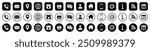 Contact icon vector set 2025. Phone, Call, Email, Address, Website, Fax, Mobile, Calendar, Chat icons. Social media icons 2025 