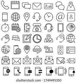 Contact icon vector set. connection illustration sign collection. message symbol. web site logo.