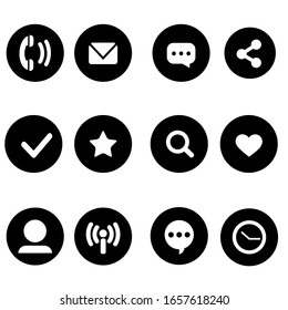conjunto vectorial de icono de contacto. colección de signos de ilustración de medios sociales. símbolos del sitio web. logotipo o marcas de interfaz.