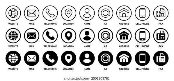 contact icon vector set. symbol, sign
