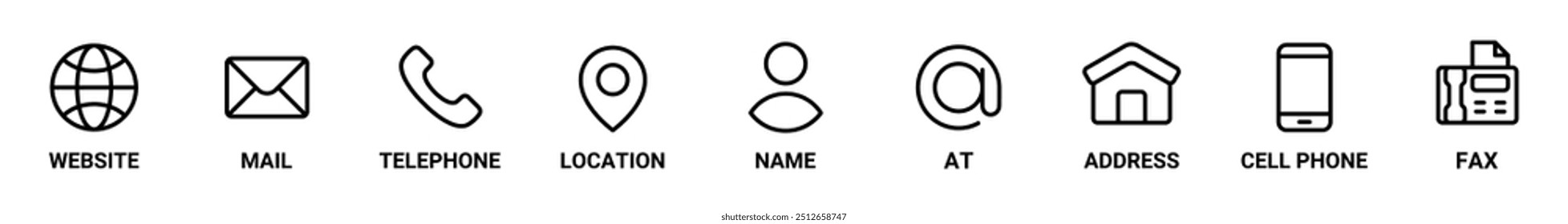 contact icon vector set. symbol, sign