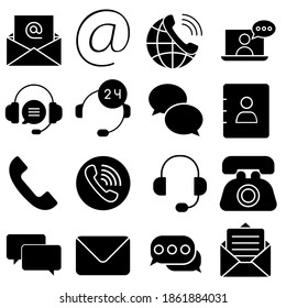 Contact icon vector set. technical support illustration sign collection. message symbol. 