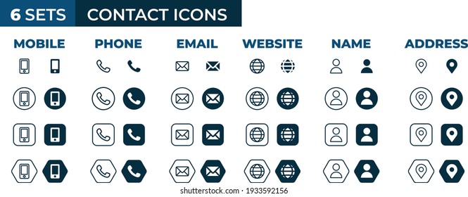 Contact Icons - Business card contact information icon set svg