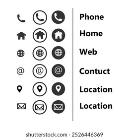 Ícones de contato Informações sobre cartões de visita ilustração vetorial plano de fundo do projeto