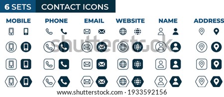 Contact Icons - Business card contact information icon set