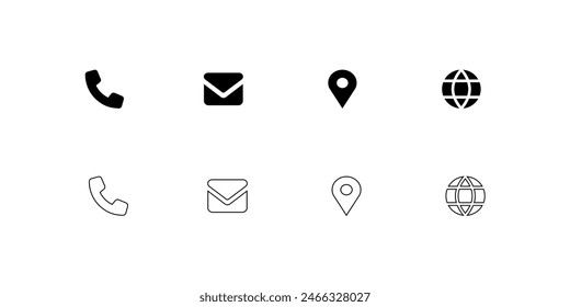 Contact Icons collection for business card. Vector illustration