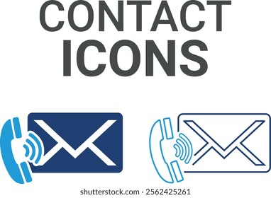 Contact icons. Containing speak, phone, mail, contact, chat, website, satellite, radio, antenna, message and more. Solid icons collection, vector illustration.