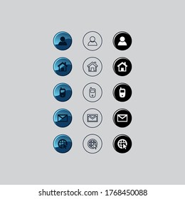 Iconos de contacto con diferentes apariciones, ilustración vectorial.