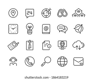 Contact Icons. Editable Stroke. Vector Graphic