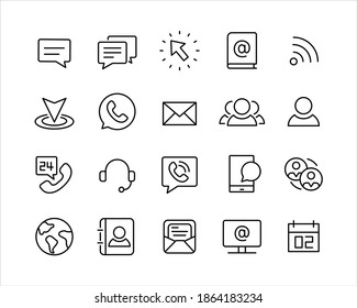 Contact Icons. Editable Stroke. Vector Graphic