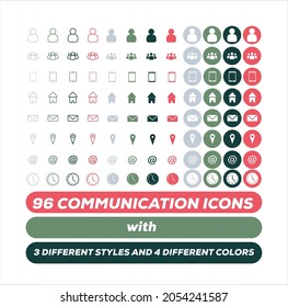 Contact Icons eps format Multi color communication icons