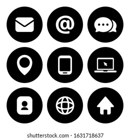 Contact icons As Flat Icon Solid Style isolated, easy to change colour and size 