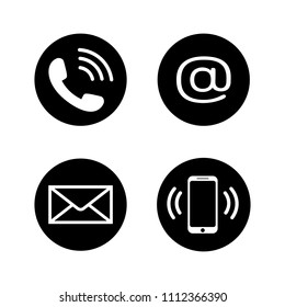 Contact Icons Flat Style Telephone Mail Stock Vector (Royalty Free ...