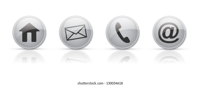 Contact icons in glossy buttons vector