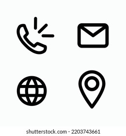 Iconos de contacto sobre fondo blanco. Teléfono, correo electrónico, sitio web, dirección.