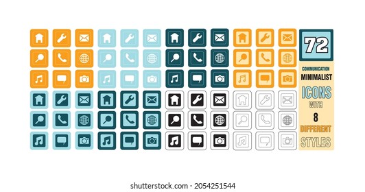 Contact Icons Pack Square shape - Communication Icons Multicolor 