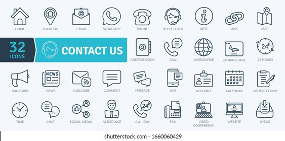 Contact Icons Pack. Thin line icons set. Flaticon collection set. Simple vector icons