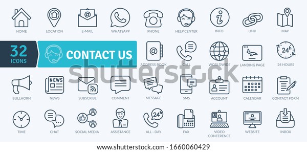 Contact Icons Pack. Thin line icons set.\
Flaticon collection set. Simple vector\
icons
