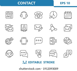 Contact Icons. Professional, pixel perfect icons. EPS 10 format.