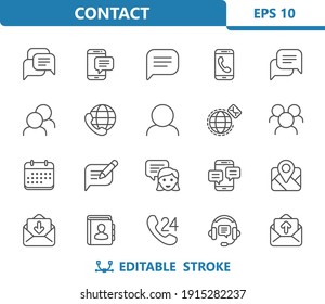 Iconos de contacto. Iconos profesionales y perfectos en píxeles. Formato EPS 10.