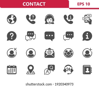 Contact Icons. Professional, pixel perfect icons. EPS 10 format.