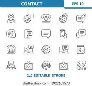 Contact Icons. Professional, pixel perfect icons. EPS 10 format.