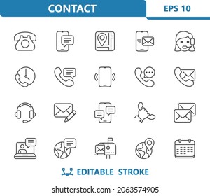 Contact Icons. Professional, pixel perfect icons. EPS 10 format.