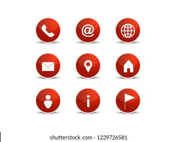 Contact Icons Red Button