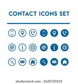 Contact icons set, business card icons 