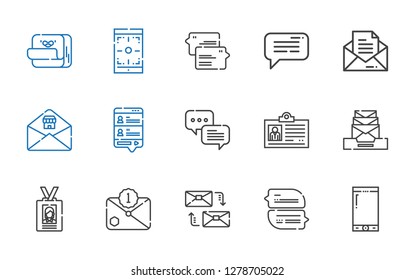 contact icons set. Collection of contact with smartphone, chat, mailing, email, id card, message, post it. Editable and scalable contact icons.