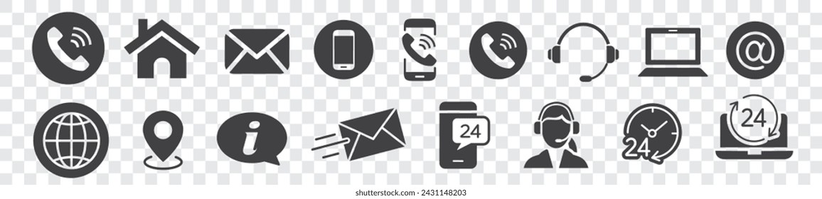 contact icons set collection vector